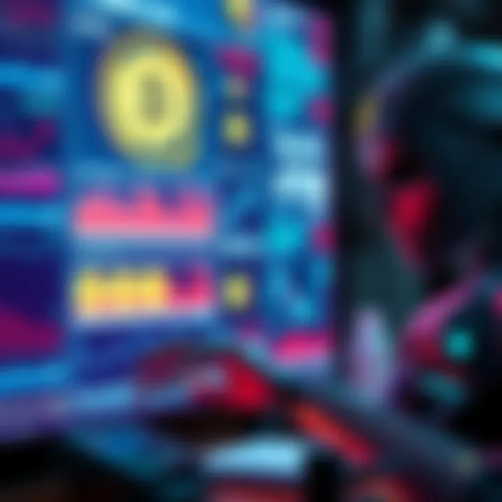 A robot analyzing data on a screen displaying cryptocurrency symbols and biased news headlines