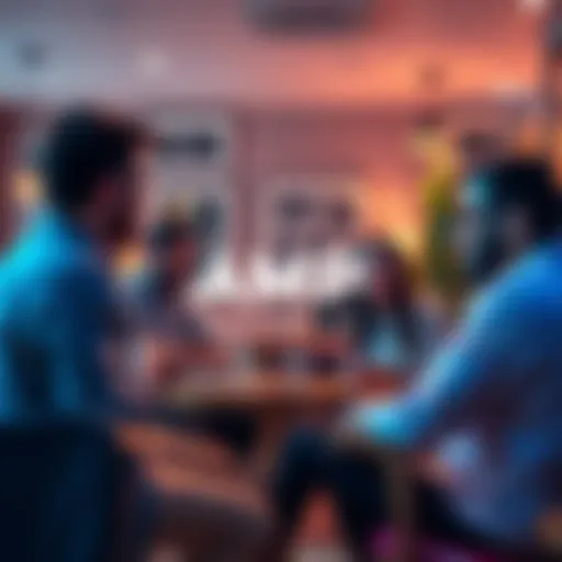People engaging in a conversation about Amp Token in a relaxed setting
