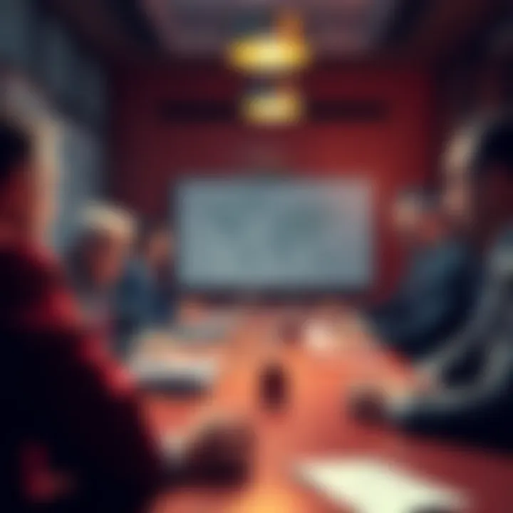 A group of bankers expressing concern over yield bearing stablecoins in a meeting room