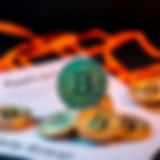 A visual representation of Bitcoin coins stacked next to a contract and a loan application, symbolizing the concept of using Bitcoin as collateral for loans.