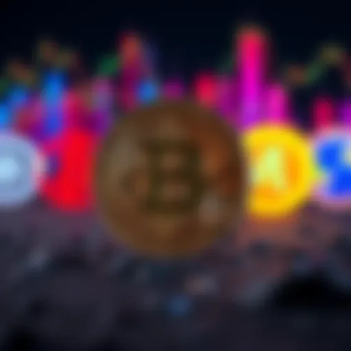 Bitcoin symbol in the foreground with fading altcoin logos in the background, illustrating the divide in market strength.