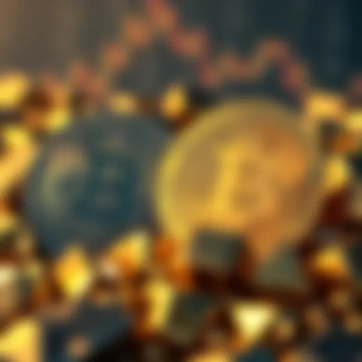 A graphic showing Bitcoin and gold side by side, highlighting Bitcoin's stagnation as gold prices rise, symbolizing investor shifts to traditional assets.