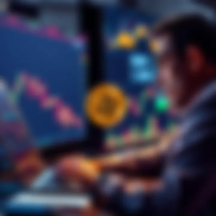 Person analyzing Bitcoin charts and calculating investment amount