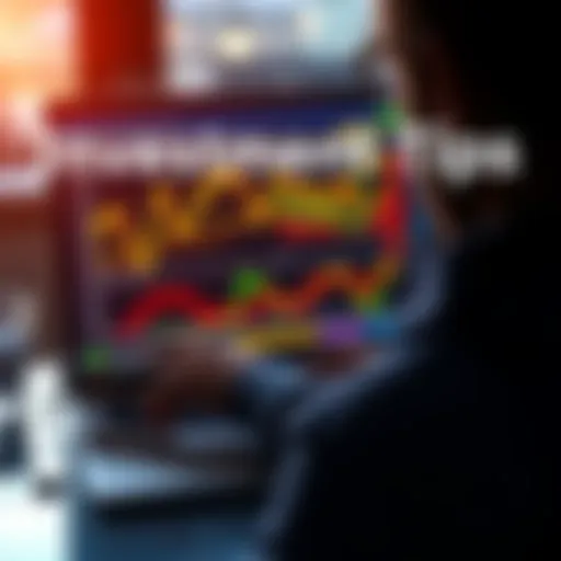 A person analyzing Bitcoin trends on a laptop, with charts and graphs displayed on the screen
