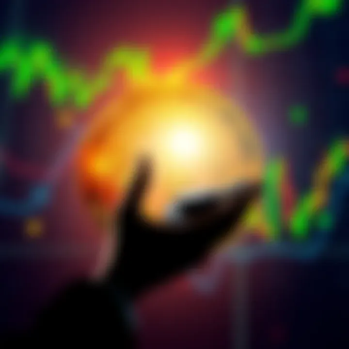 A graphic showing Bitcoin symbol with a silhouette of a person holding coins, representing major players like Michael Saylor influencing the market.