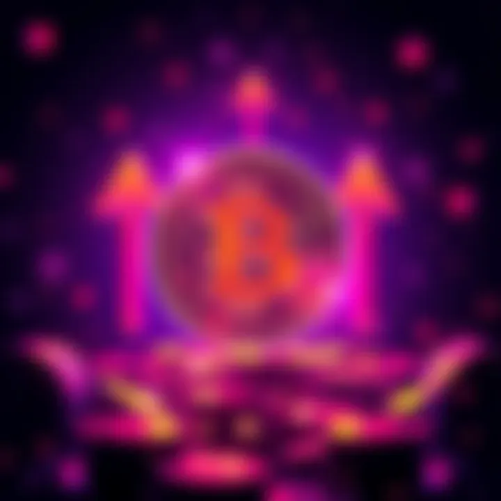 Illustration showing a Bitcoin symbol with arrows pointing up and down to represent price fluctuations after a massive purchase.