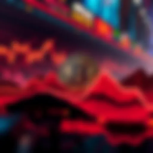 A visual representation of Bitcoin's price declining to $107K, with liquidated amounts shown in red, illustrating market volatility.