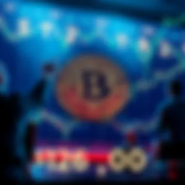 Bitcoin price chart showing a sharp rise to $126,000, with excited investors in the background