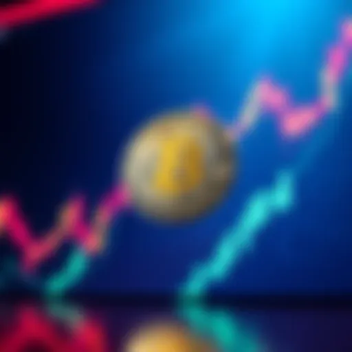 Bitcoin symbol in front of a rising profit chart, illustrating investment strategy and market volatility