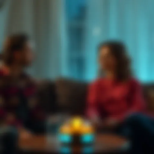 A couple discussing Bitcoin investment at home to address their financial issues and improve their relationship.