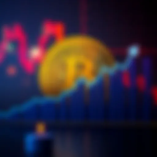 Bitcoin symbol with a graph showing steady growth after the Fed's interest rate decision.