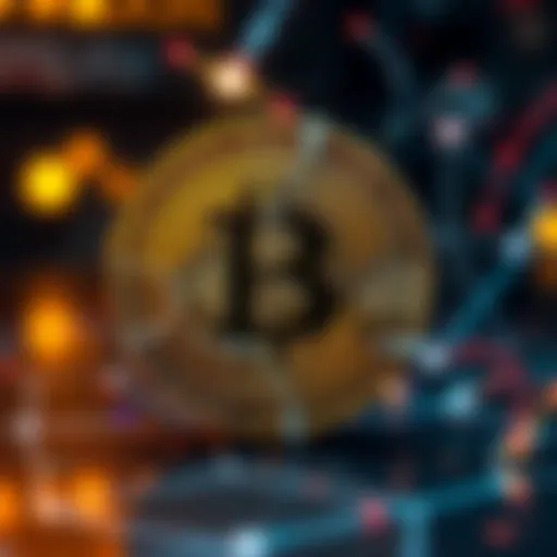 A visual representation of Bitcoin's design flaws, featuring a cracked Bitcoin symbol with digital threats surrounding it.