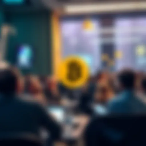 A group of people discussing Bitcoin research at a workshop at the University of Wyoming