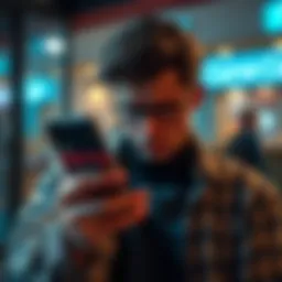 Frustrated person looking at their blocked Curve card with a phone in hand, showing a customer support chat on the screen