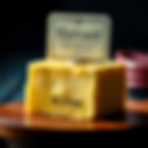 A close-up of a butter container with a certificate on top, signifying Harvard's new certification for butter.