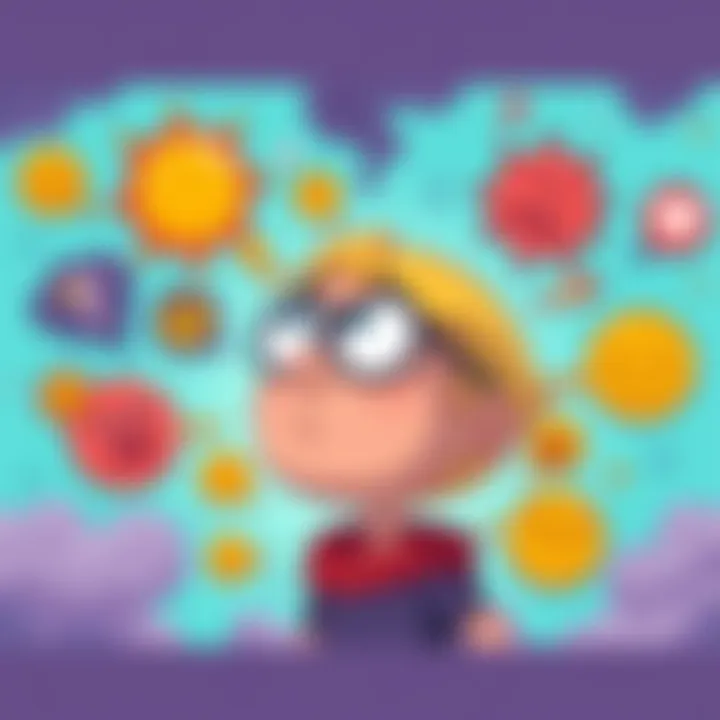 Illustration of Butters' mindset with colorful thought bubbles showing ideas and emotions.