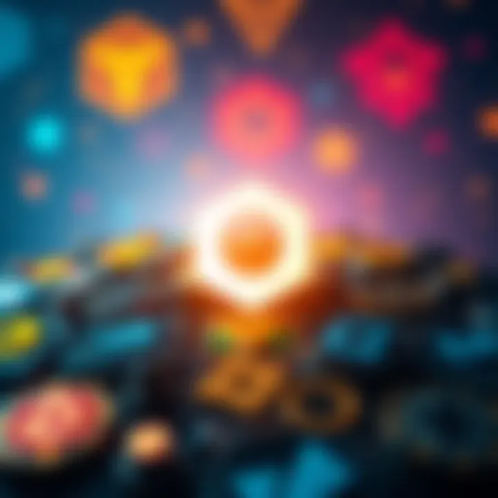 A visual representation of Chainlink's logo overshadowed by other crypto logos, symbolizing missed opportunities in investment.