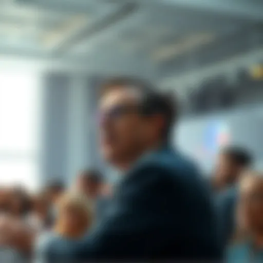 Charles passionately speaking about ADA's potential role in government during a public event, surrounded by a curious audience