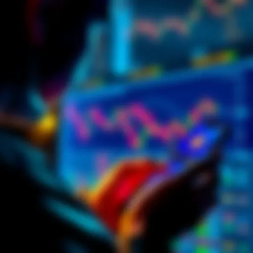 Individual looking at Bitcoin price charts on a smartphone in the morning