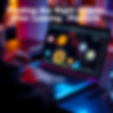 A person reviewing different cryptocurrency platforms on a laptop with a credit card beside them.
