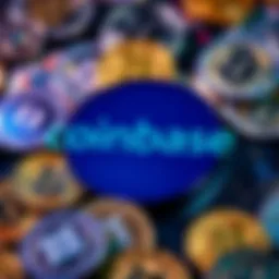 Coinbase logo displayed with various cryptocurrency coins in the background, highlighting its role in a major crypto seizure by the Secret Service.