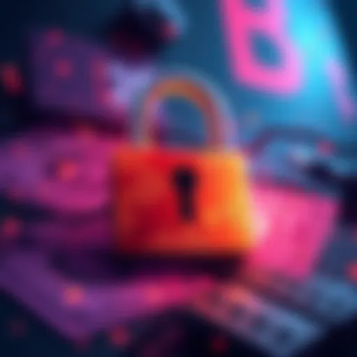 An illustration showing a broken lock and leaked personal information such as ID and social security numbers, symbolizing the recent Coinbase data breach.
