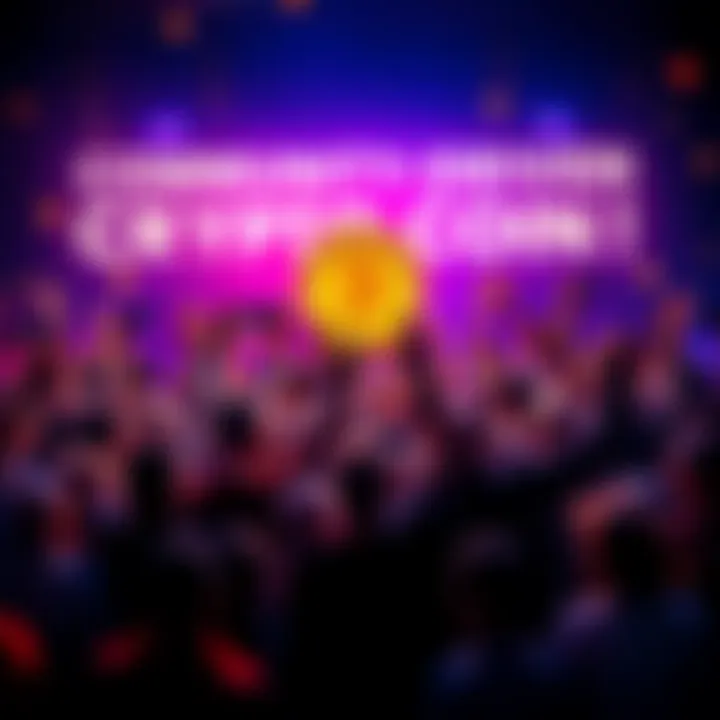 A diverse group of people celebrating the launch of a new community-driven crypto coin, symbolizing unity and collective investment.