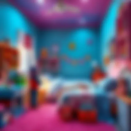 A cozy childhood bedroom with toys and colorful walls, evoking nostalgia and family memories
