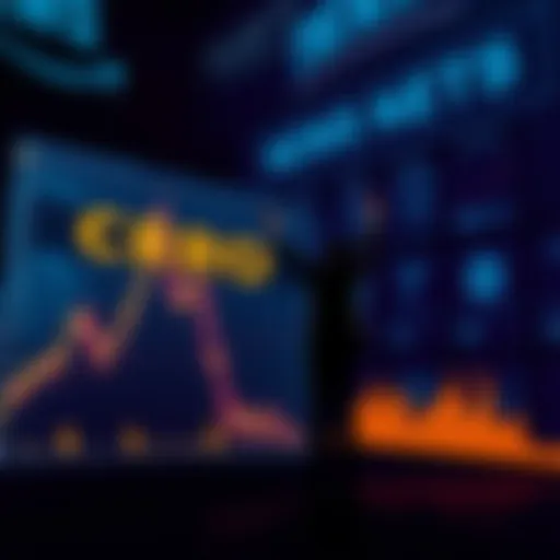 A graph showing the rising price of CRO alongside a silhouette of an investor celebrating the increase, with a background hinting at a financial theme and headlines about Trump's ETF.