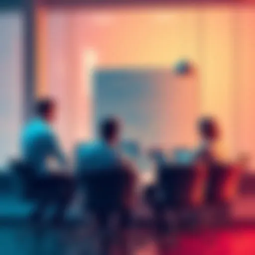 A group of people seated around a table, engaged in a lively discussion about cryptocurrency, with laptops and charts in front of them.