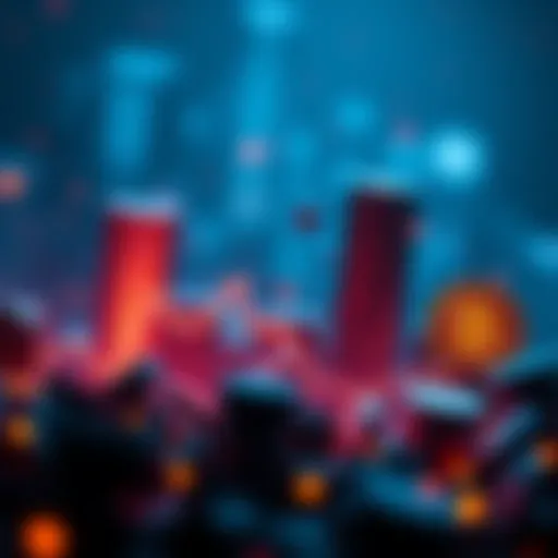 Crypto Market Shift A graph showing a decline in cryptocurrency excitement, with Bitcoin and other tokens in the background appearing more stable, symbolizing a move from thrill to routine.