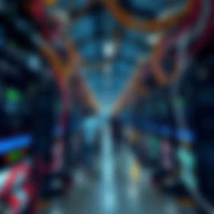 A group of people in a warehouse connected to multiple power cables, representing crypto miners exploiting electricity in Malaysia.