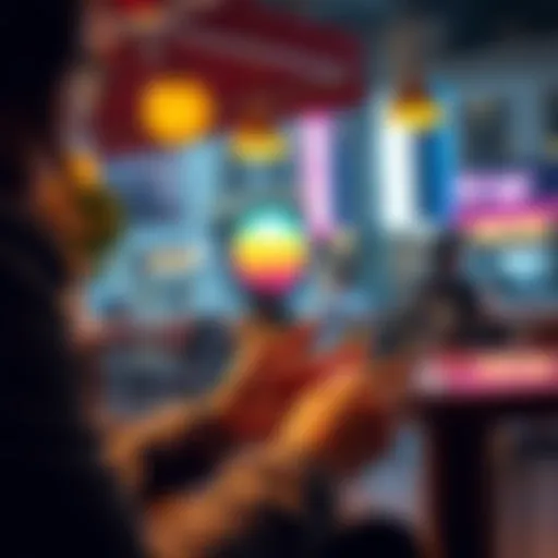 A person sitting at a cafe with a laptop and smartphone, making a cryptocurrency payment abroad