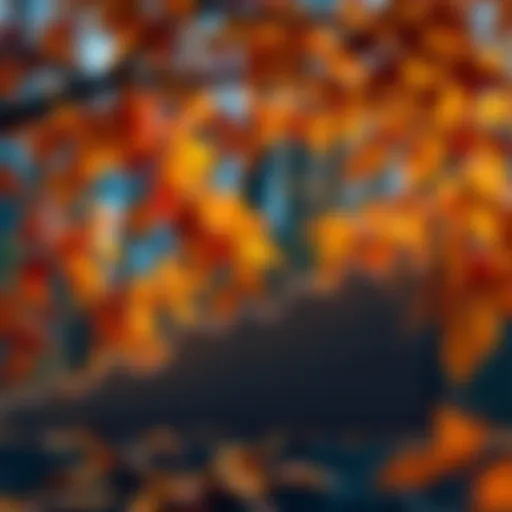 Graph showing rising cryptocurrency trends with autumn leaves in the background