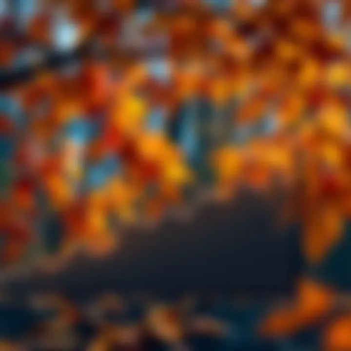 Graph showing rising cryptocurrency trends with autumn leaves in the background