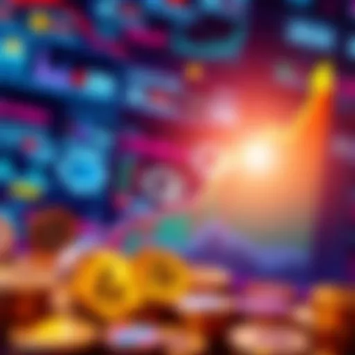 A digital display of various cryptocurrencies with a rising graph, symbolizing the growth of crypto in the economy.