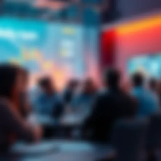 A group of people exchanging tips on cryptocurrency trading in a lively forum setting