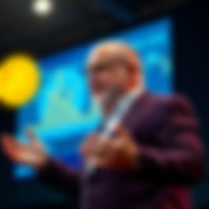 Dave Ramsey explaining the basics of Bitcoin in a financial talk, highlighting its importance and risks.