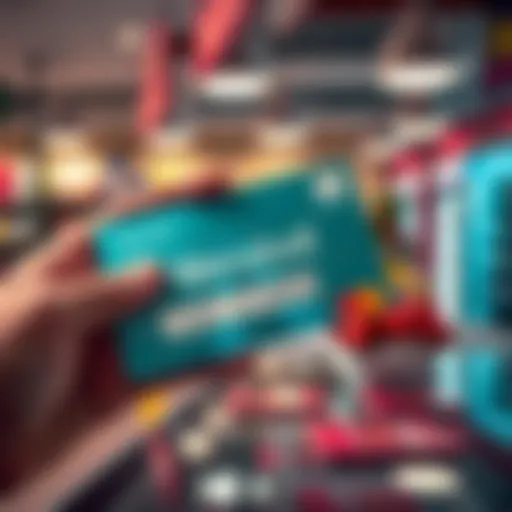 A hand holding a Revolut card with a declined payment message on a store counter