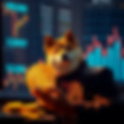 Investor analyzing Dogecoin performance on a chart with 40,000 coins in view, aiming to reduce average price to .2417