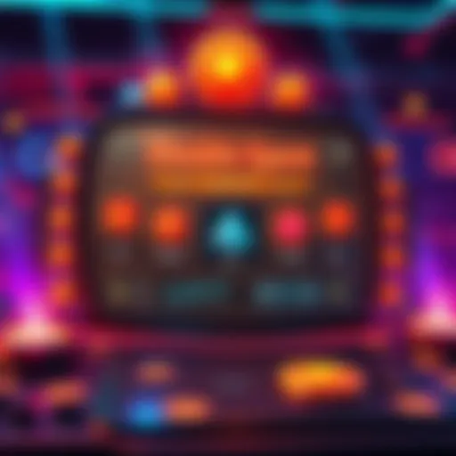Graphic showing a vibrant game interface with NFTs and ADA coins, highlighting various levels and rewards in the Double Spent protocol.