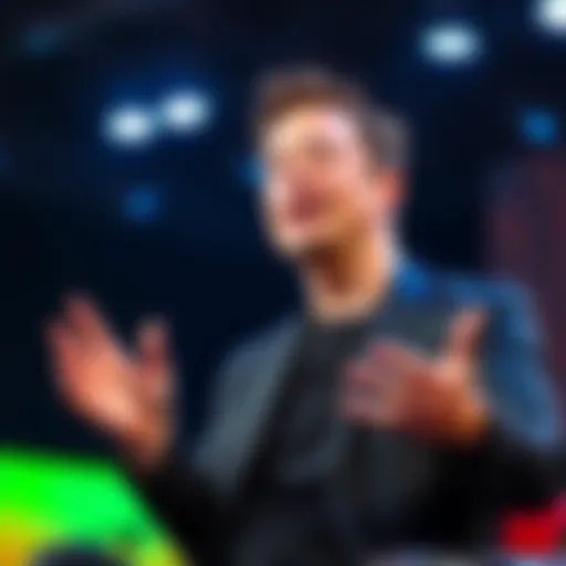 Elon Musk gestures while discussing Bitcoin and energy currencies at a conference