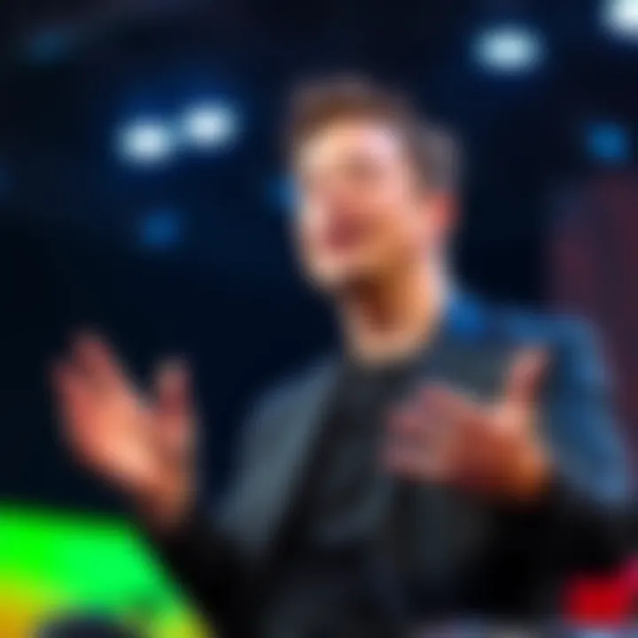 Elon Musk gestures while discussing Bitcoin and energy currencies at a conference