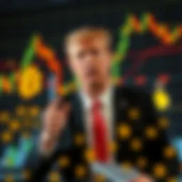 Eric Trump speaks about the potential of cryptocurrency to strengthen the US dollar, standing in front of financial charts and digital currency symbols.