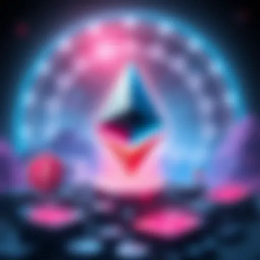 Illustration showing Ethereum logo with Layer 2 icons like Arbitrum and Optimism, highlighting scaling technology and gas fee reduction
