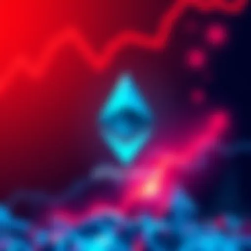 Graphic showing Ethereum logo with an upward arrow indicating a price increase