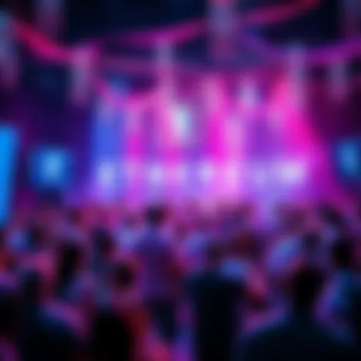 A vibrant celebration event showing people gathered around Ethereum-themed decorations and banners, highlighting its impact on finance.