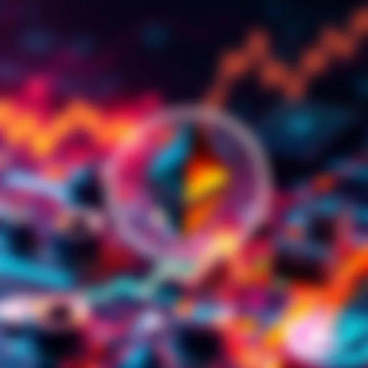 A visual representation of Ethereum's impact on finance, featuring the ETH symbol alongside digital currency transactions and blockchain graphics.