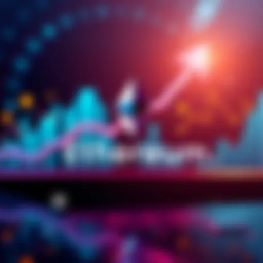 A vibrant graphic showing the Ethereum logo with a rising arrow, symbolizing the goal of increasing ETH's price to $10,000. Background features digital financial elements and innovation symbols.