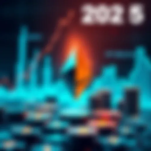 Visual representation of Ethereum's rise with economic graphs and cryptocurrency symbols
